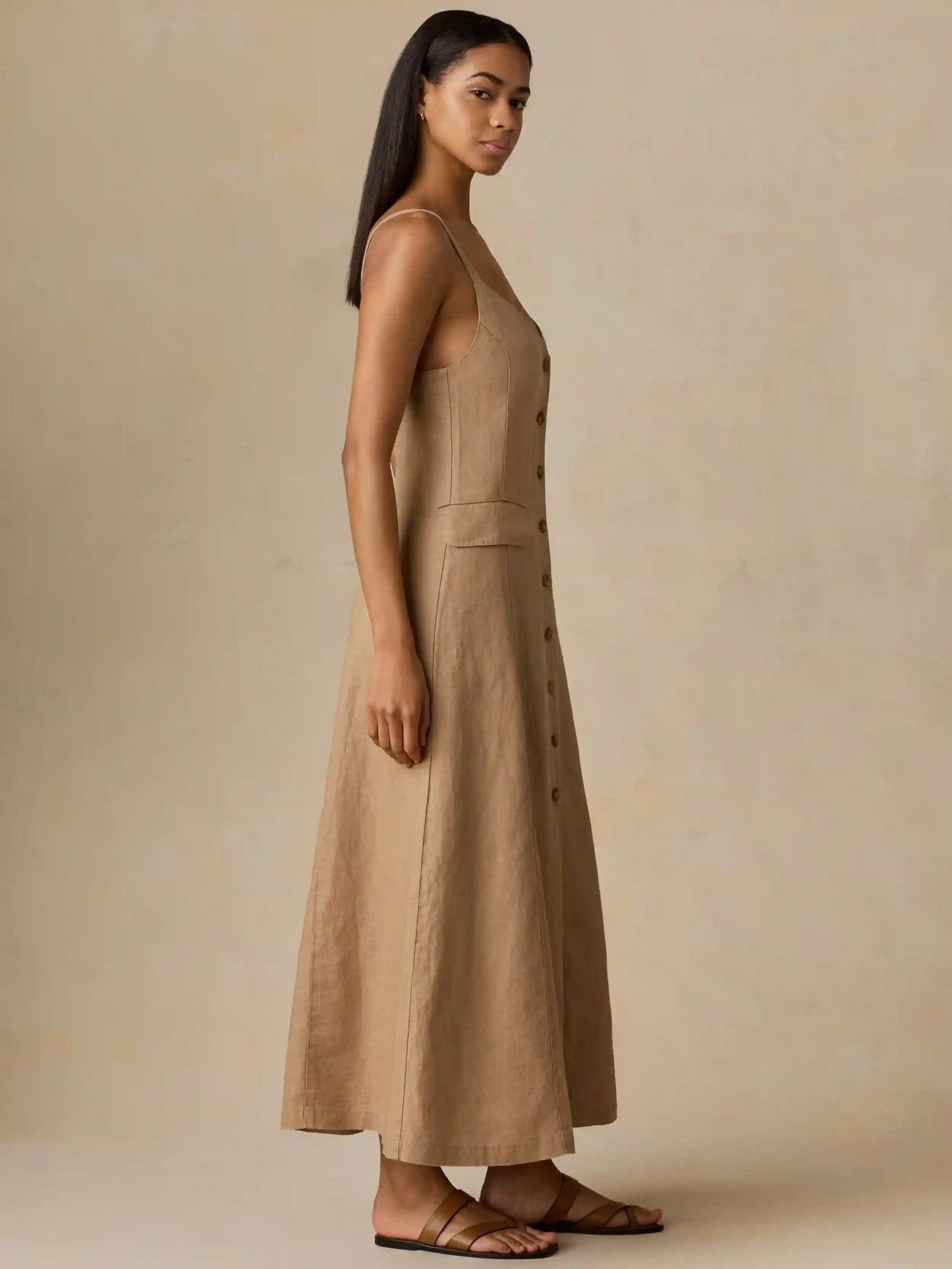 Sun Strider Linen Milo Dress - Acorn