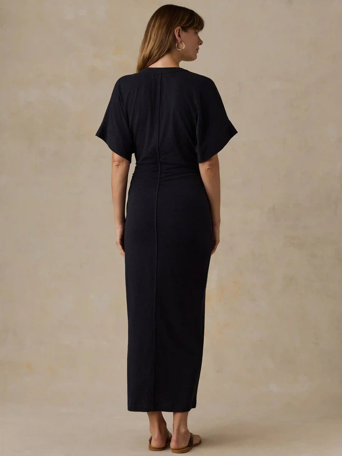 Cotton Hemp Maxi Dress - Black