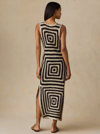 Seacoast Crochet Column Dress - Midnight Labyrinth