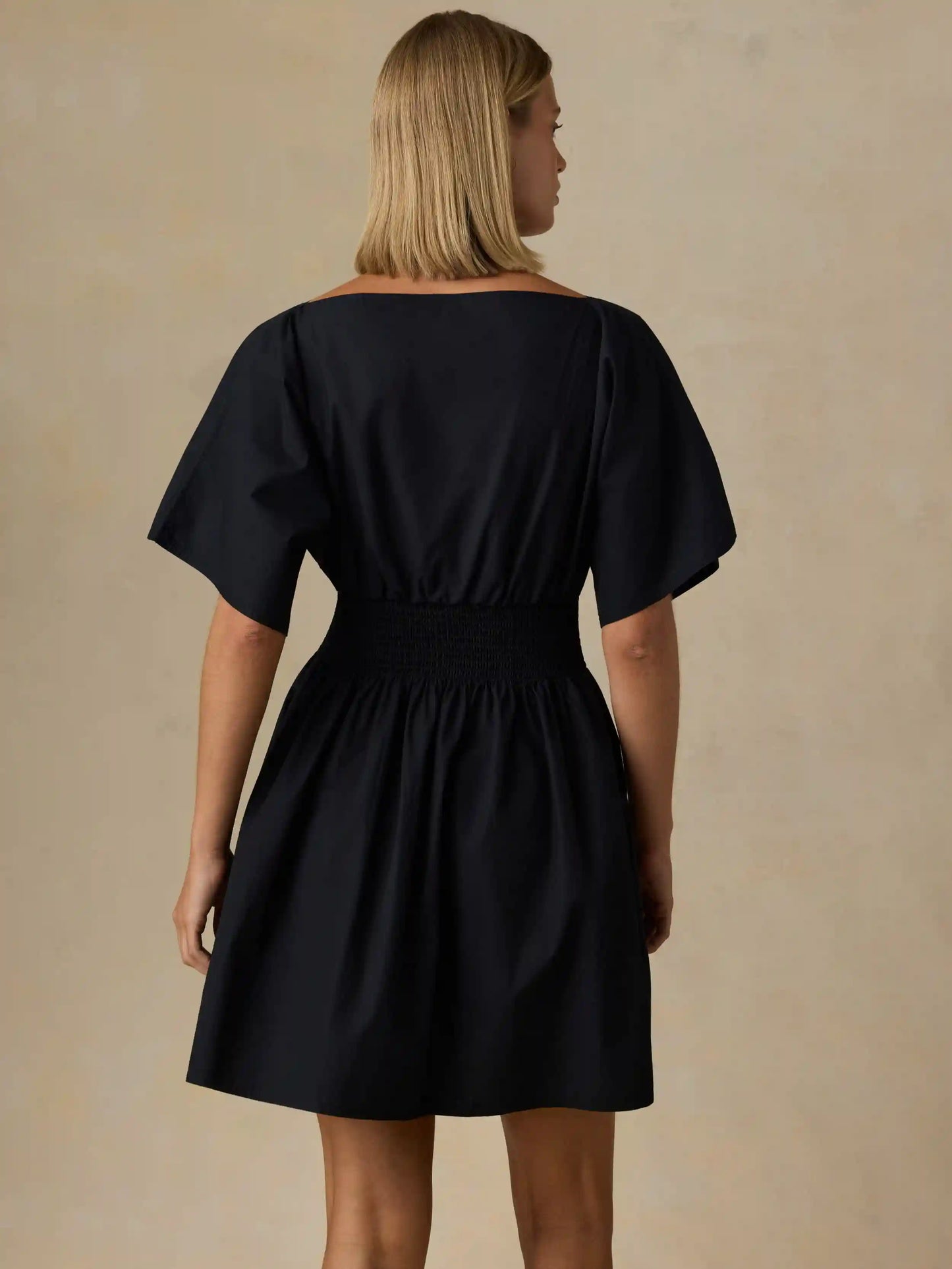 Coastal Poplin Elia Mini Smocked Dress - Black