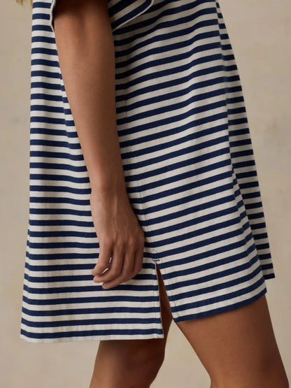 Recycled Cotton Knit Dress - Shadow Bay Stripe