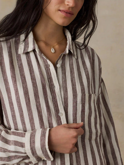 Laguna Linen Kova Shirtdress - Sandy Horizon Stripe