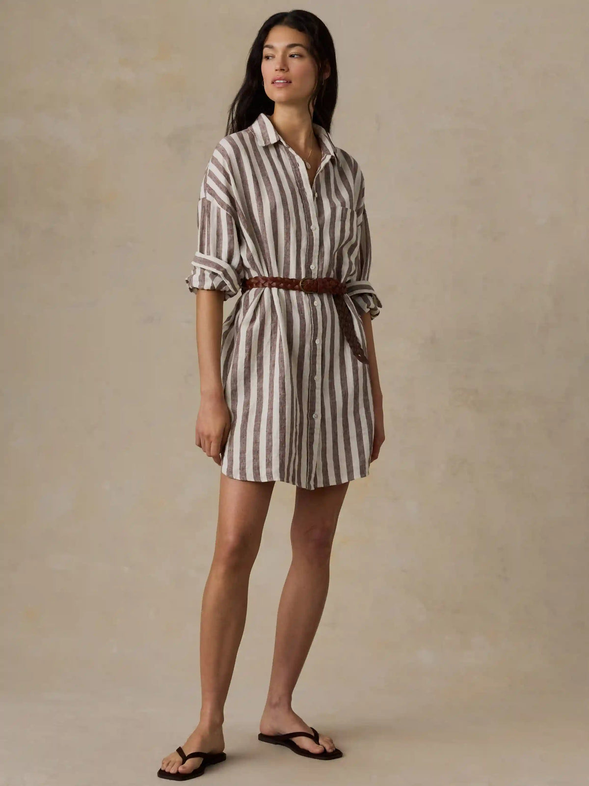 Laguna Linen Kova Shirtdress - Sandy Horizon Stripe