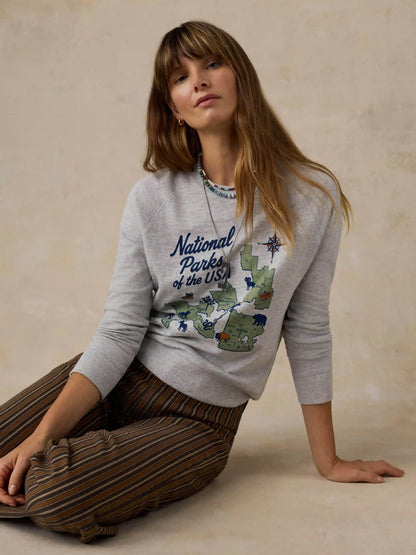 Faherty x Parks Project National Parks Sunwashed Organic Crewneck - Light Grey Heather