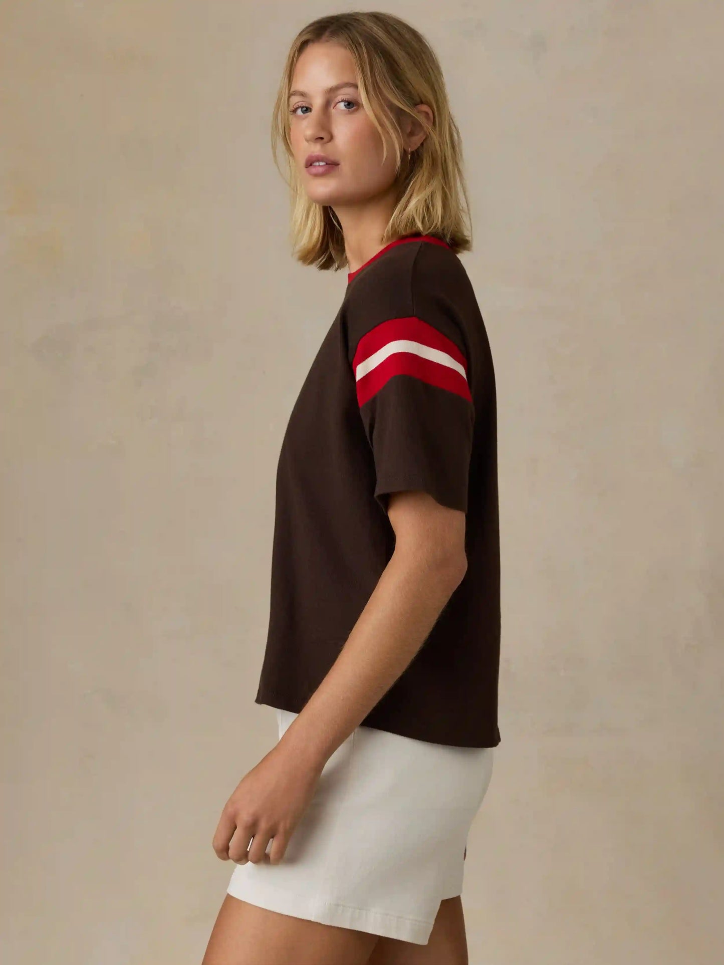 Sport Jersey Throwback Tee - Espresso Varsity