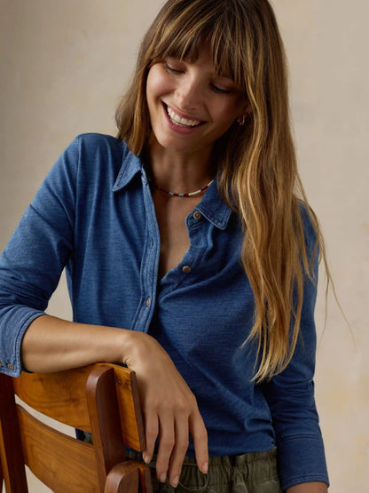 Sunwashed Knit Shirt - Medium Indigo Wash