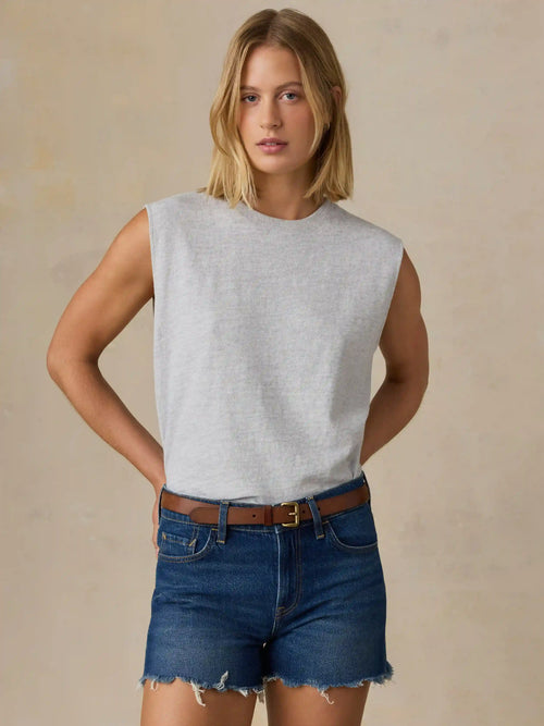 Sunwashed Organic Muscle Tank - Light Grey Heather