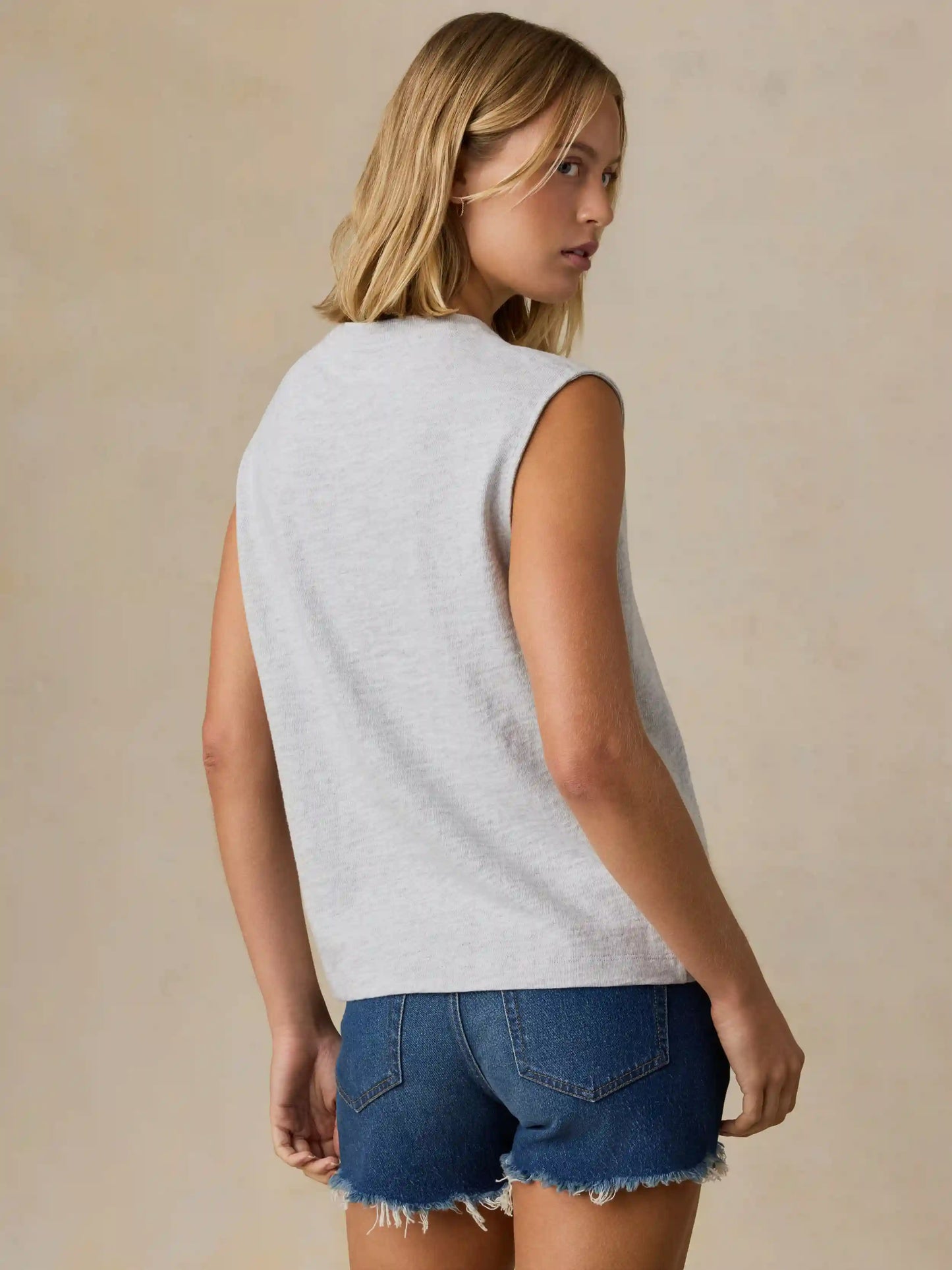 Sunwashed Organic Muscle Tank - Light Grey Heather