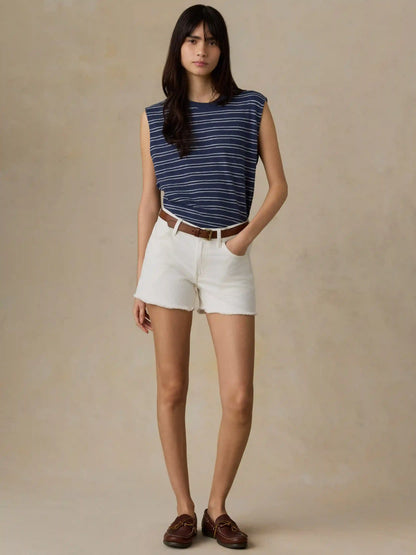 Sunwashed Organic Muscle Tank - Mood Indigo Stripe