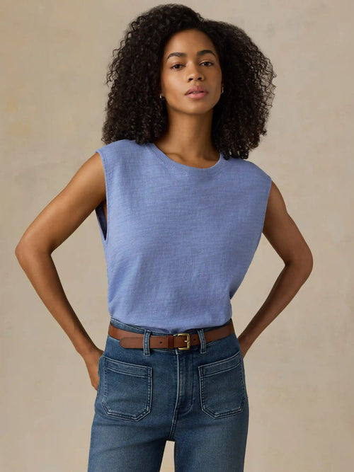 Sunwashed Organic Muscle Tank - Ocean Dusk
