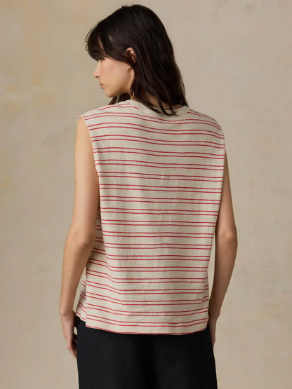 Sunwashed Organic Muscle Tank - Summer Sand Stripe