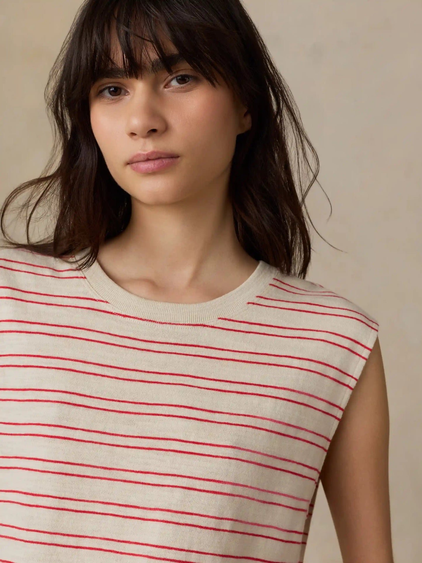 Sunwashed Organic Muscle Tank - Summer Sand Stripe