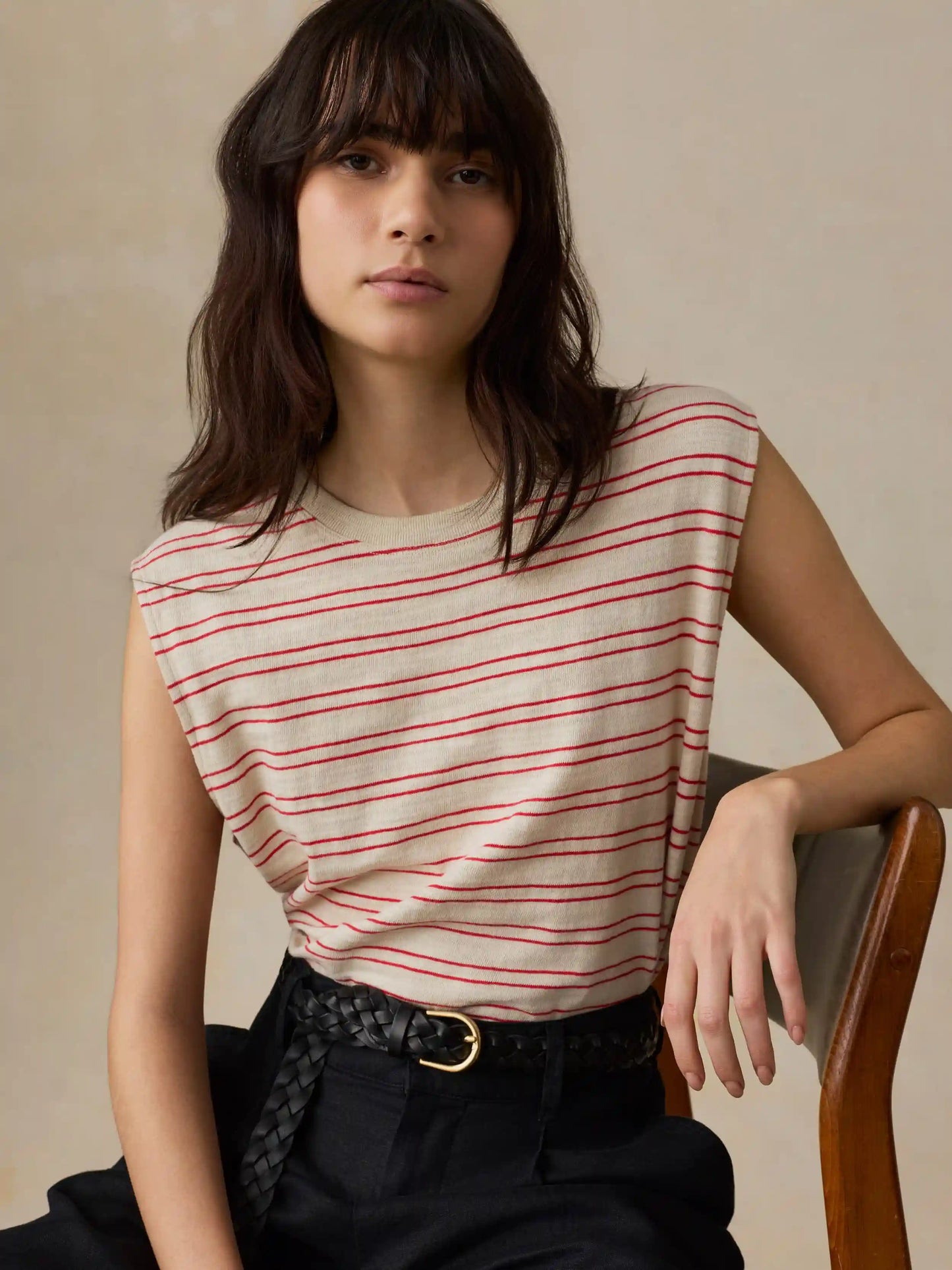 Sunwashed Organic Muscle Tank - Summer Sand Stripe