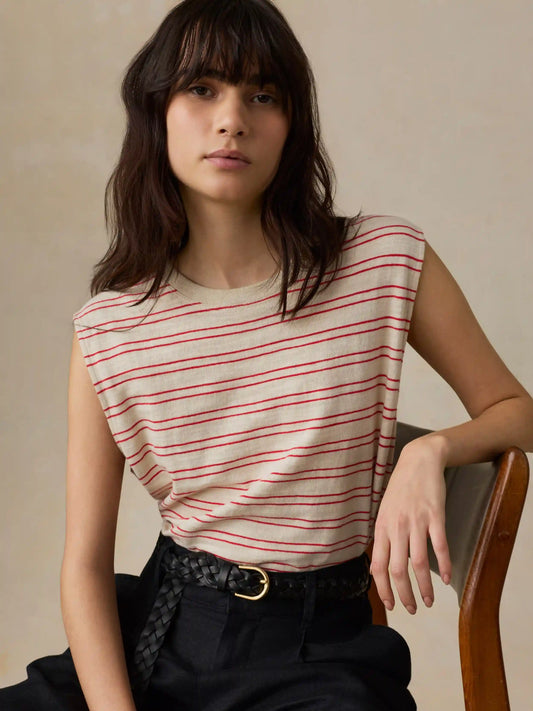 Sunwashed Organic Muscle Tank - Summer Sand Stripe