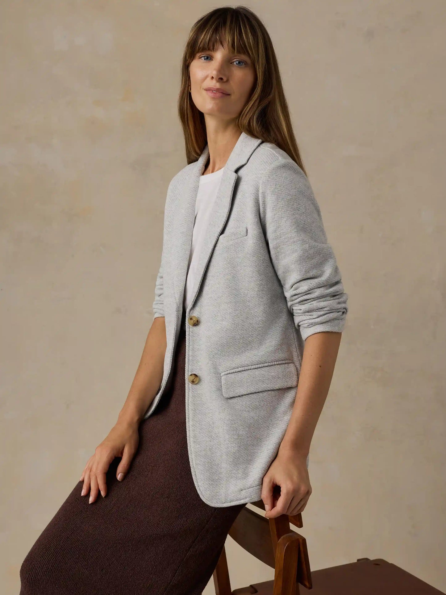 Inlet Knit Blazer - Heather Grey