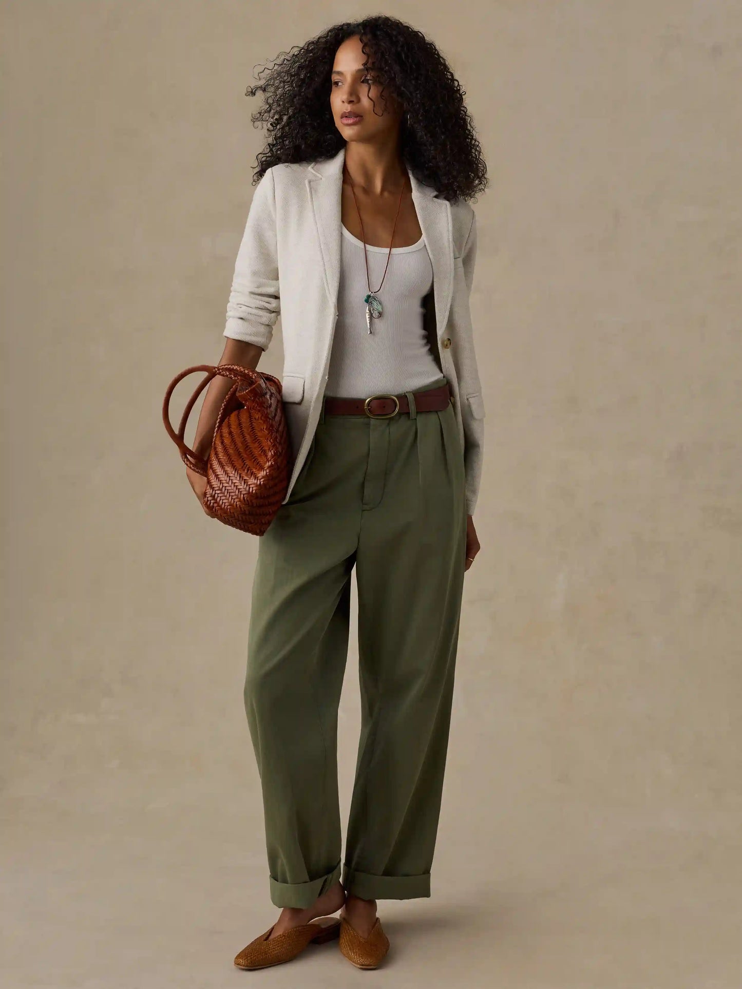 Inlet Knit Blazer - Light Oatmeal Melange