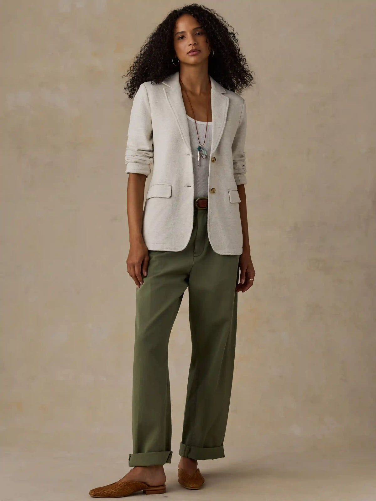 Inlet Knit Blazer - Light Oatmeal Melange