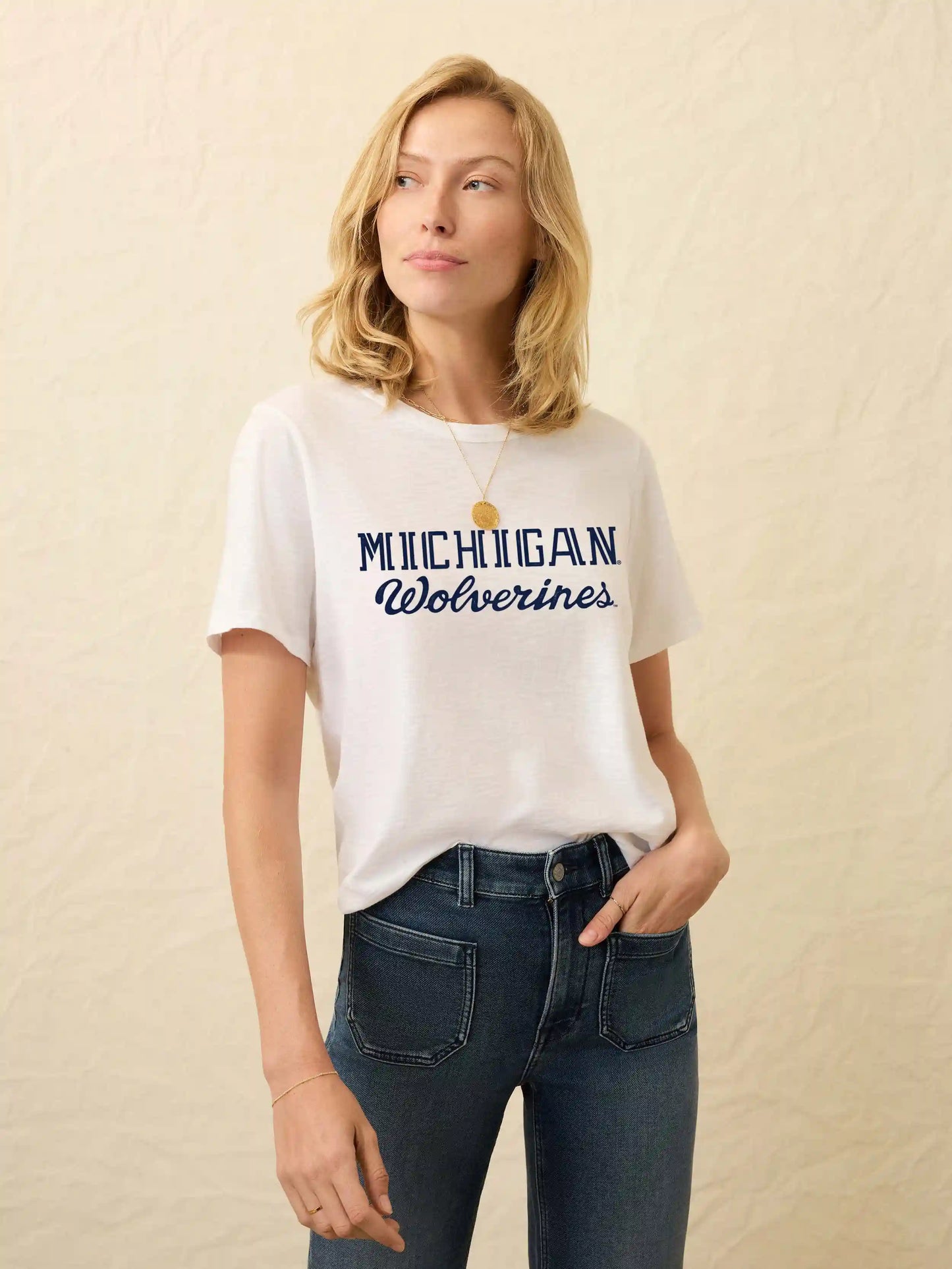 University of Michigan Sunwashed Regenerative Tee - White