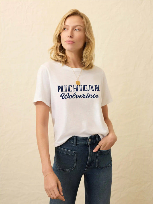 University of Michigan Sunwashed Regenerative Tee - White