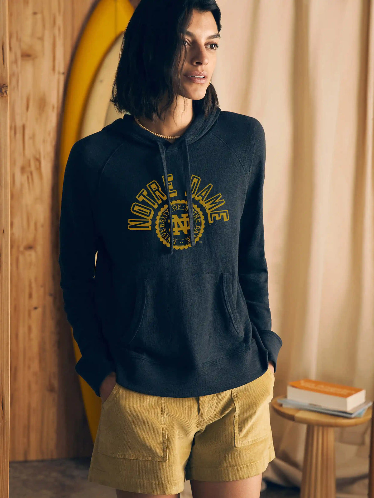 Notre Dame Sunwashed Slub Hoodie - Blue Nights