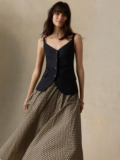 Sun Strider Linen Milo Vest - Black
