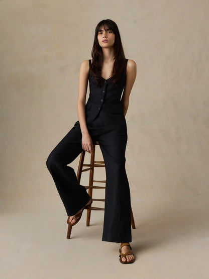 Sun Strider Linen Milo Vest - Black