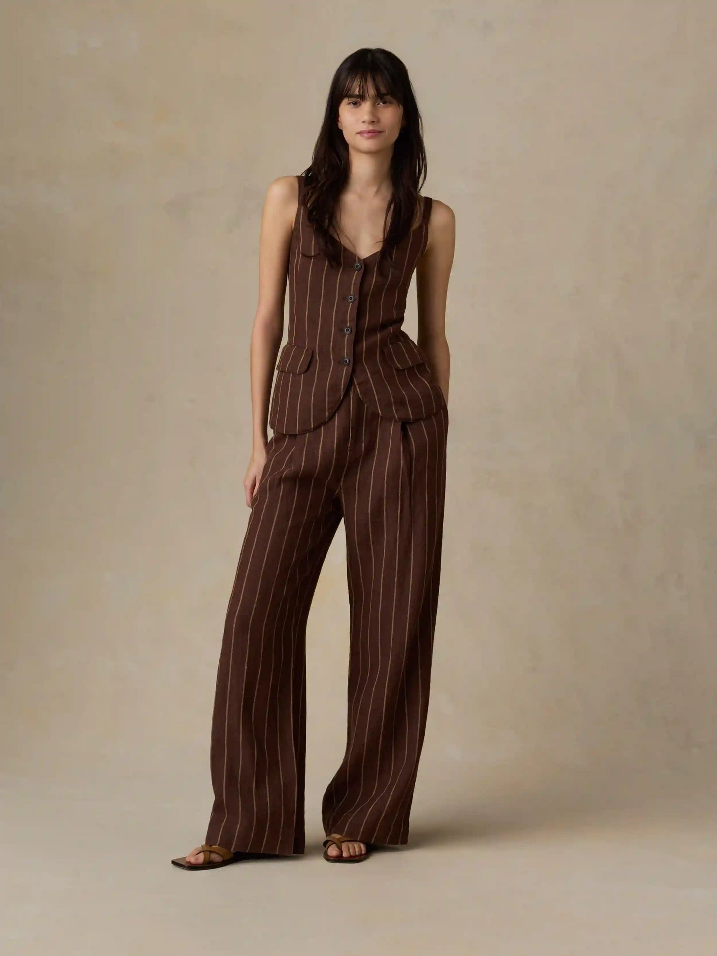Sun Strider Linen Milo Vest - Harbor Line Stripe