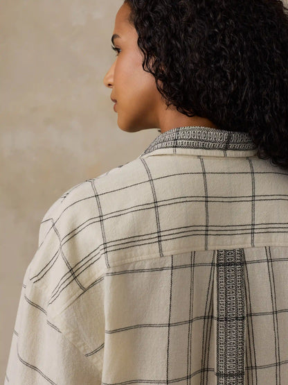 Textured Cotton Relaxed Shirt - Salt Stone