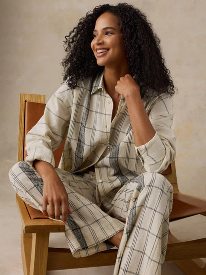 Textured Cotton Relaxed Shirt - Salt Stone