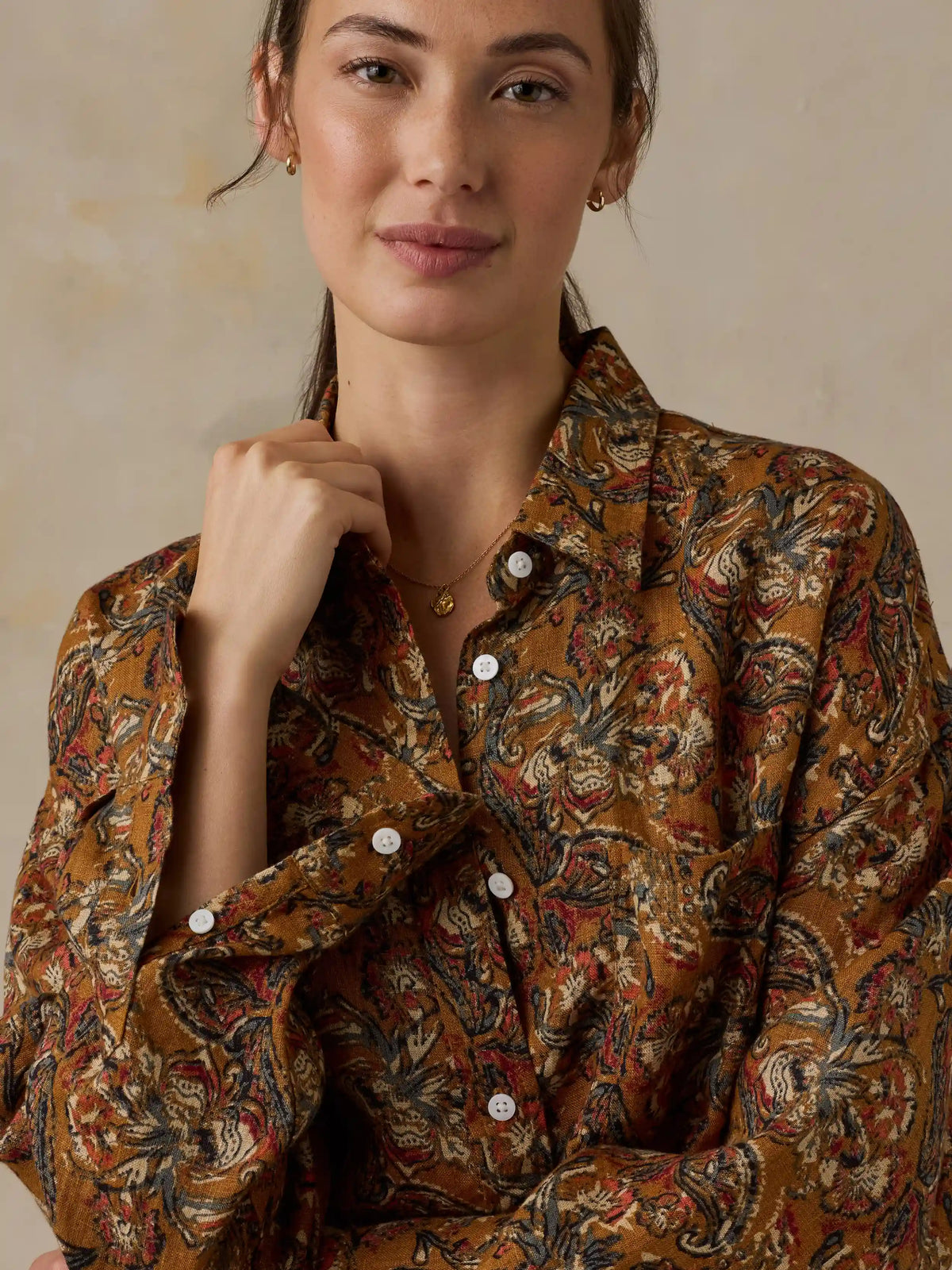 Linen Relaxed Shirt - Victorian Garden