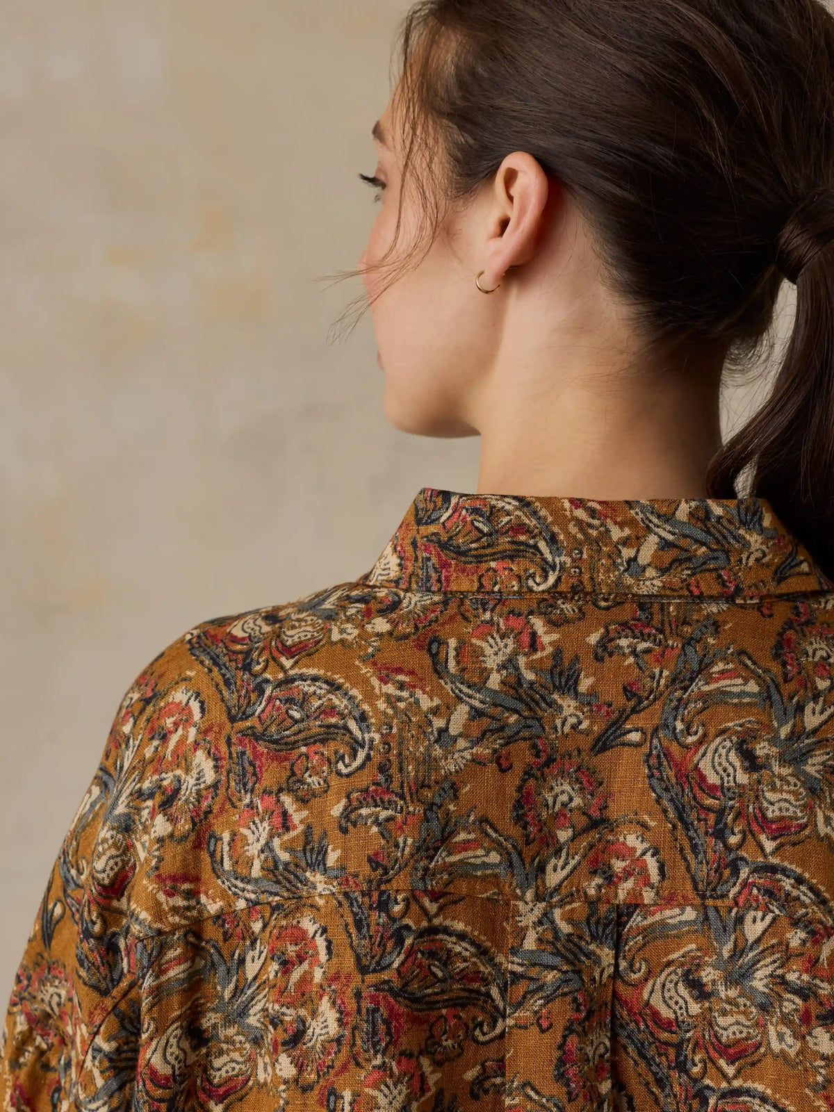 Linen Relaxed Shirt - Victorian Garden