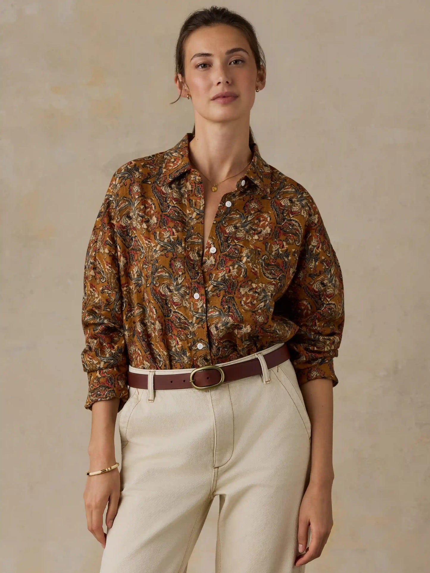 Linen Relaxed Shirt - Victorian Garden