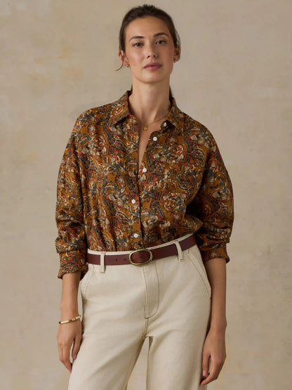 Linen Relaxed Shirt - Victorian Garden