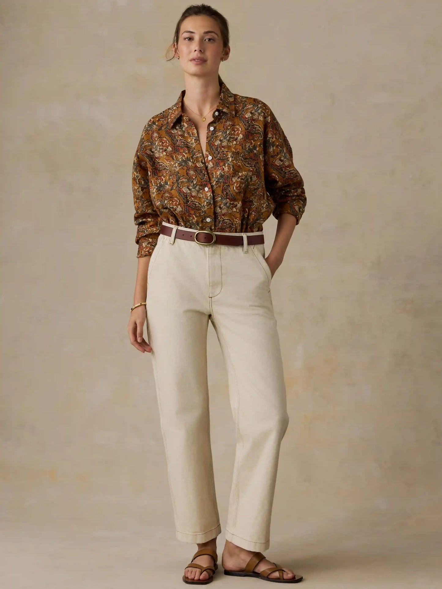 Linen Relaxed Shirt - Victorian Garden
