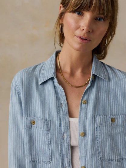 Tried & True Chambray Classic Shirt - Bluewater Stripe Wash