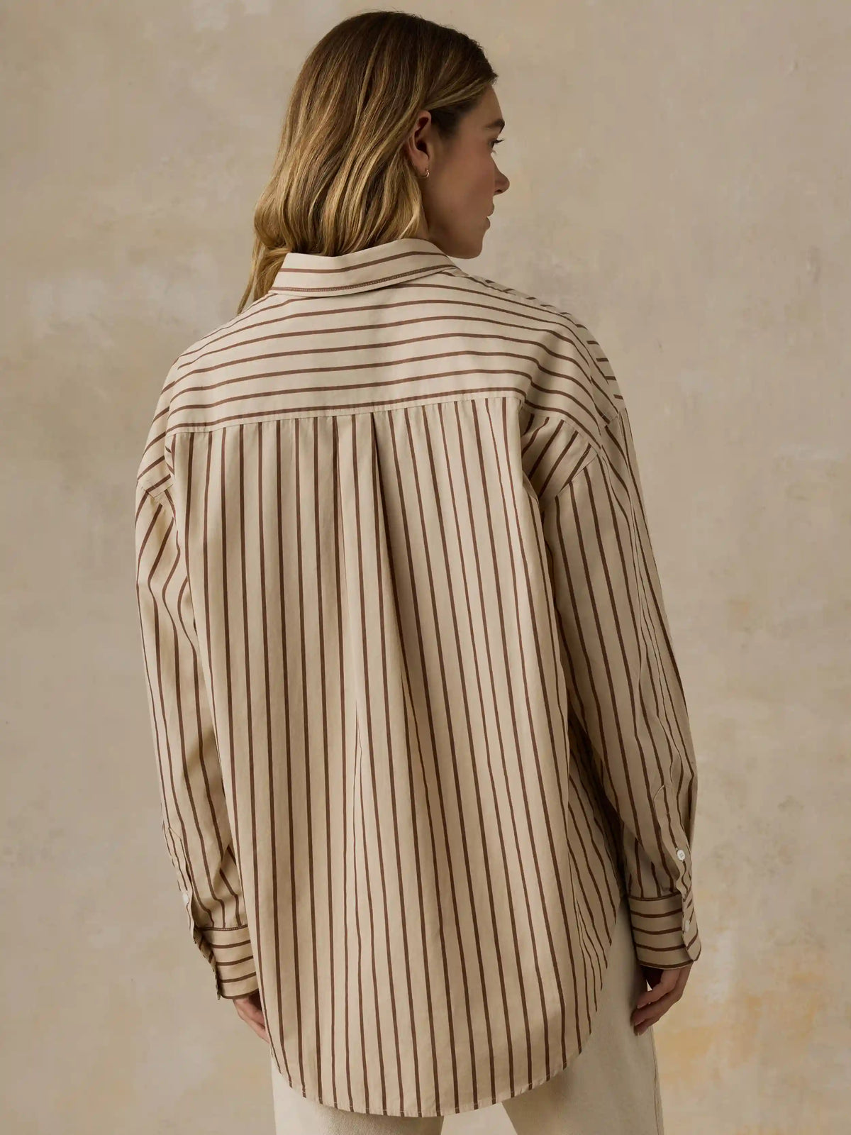 Coastal Poplin Oversized Shirt - Drift Sand Stripe