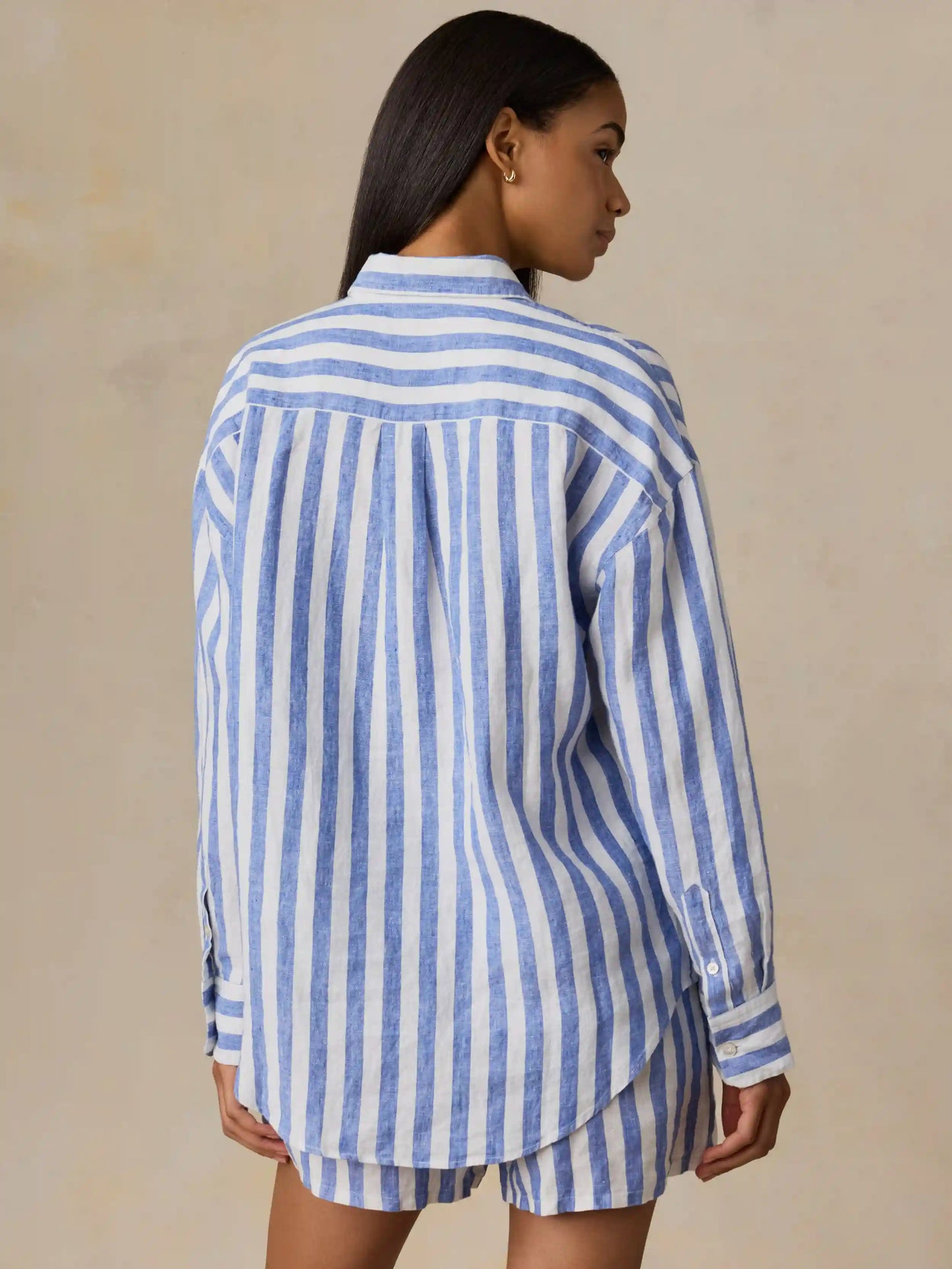 Laguna Linen Relaxed Shirt - Coastal Calm Stripe