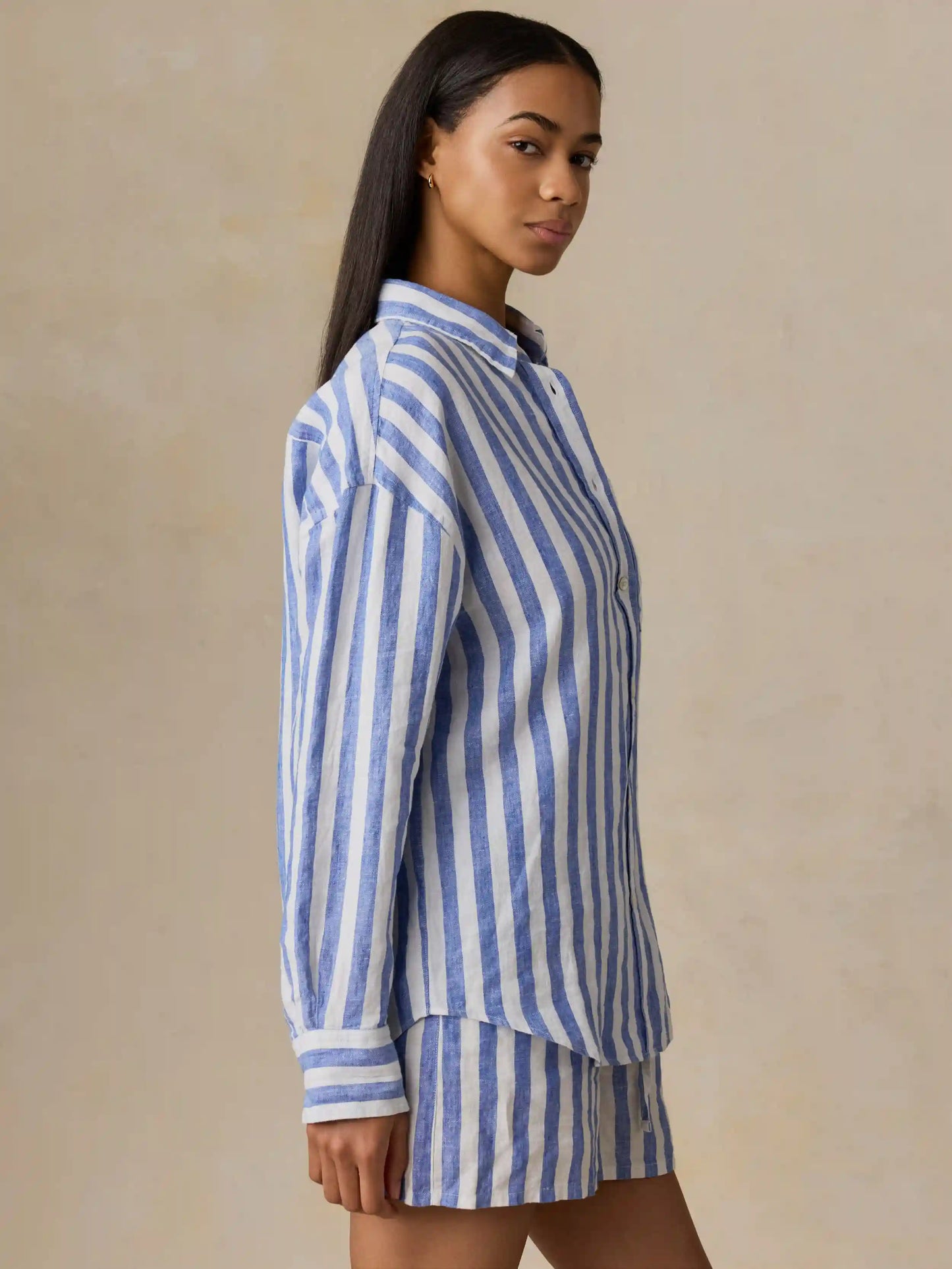Laguna Linen Relaxed Shirt - Coastal Calm Stripe