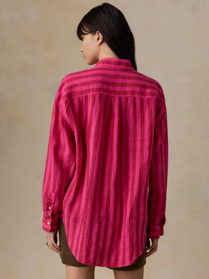Laguna Linen Relaxed Shirt - Sunset Pop Stripe