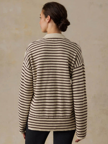 Miramar Linen Relaxed Polo - Woodland Stripe