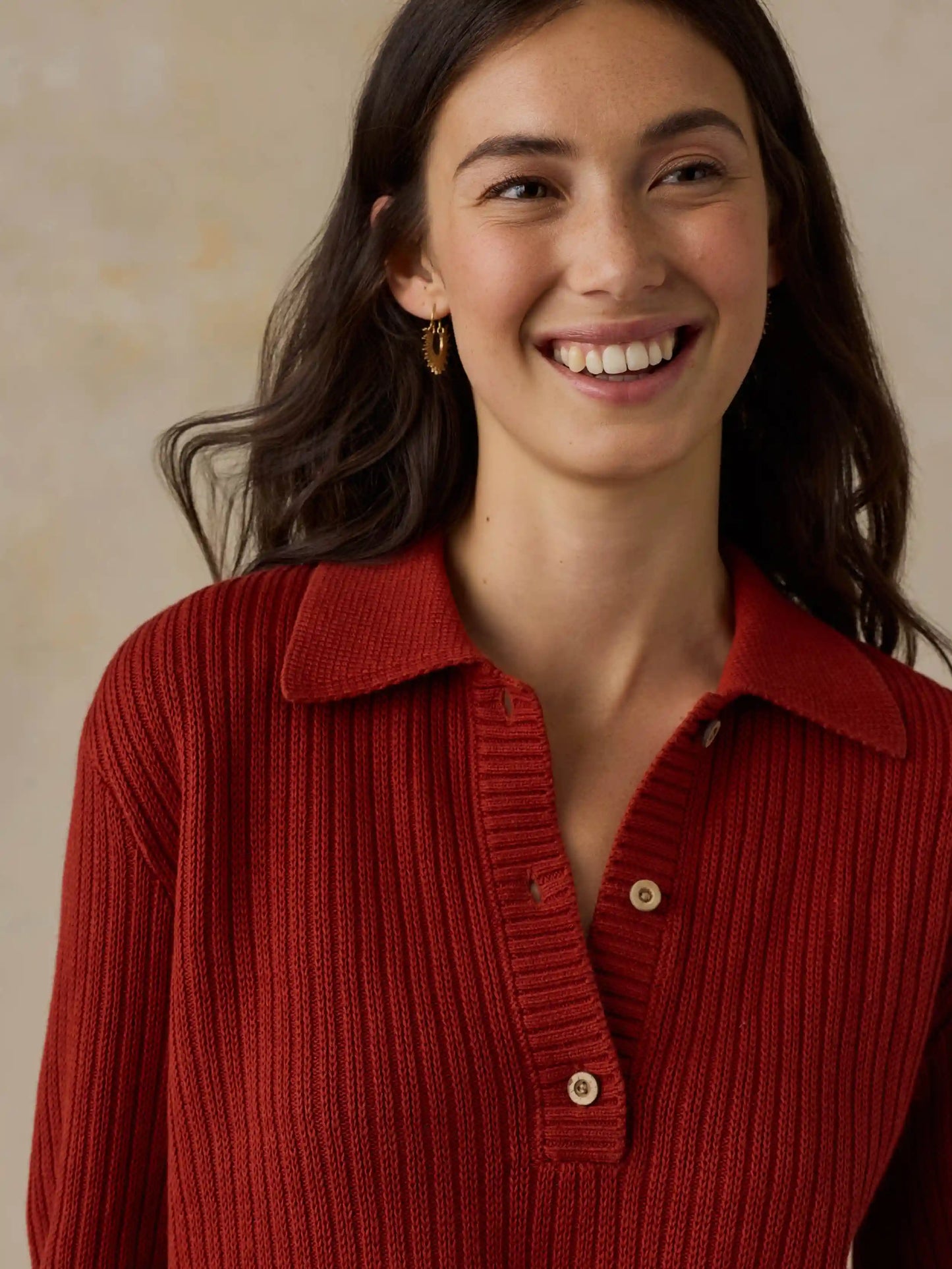 Miramar Linen Short-Sleeve Polo - Red Ochre