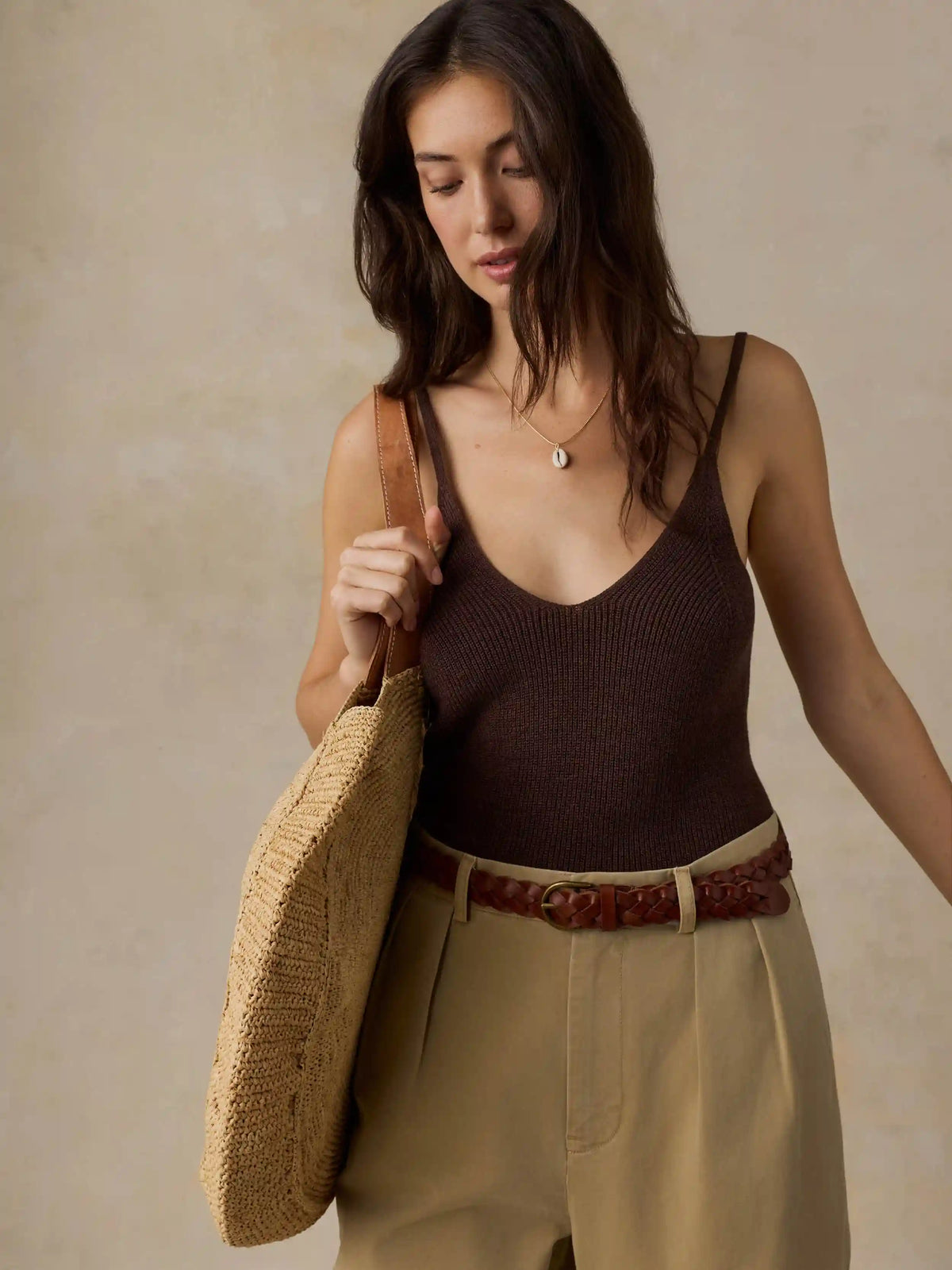Miramar Linen Sweater Cami - French Roast