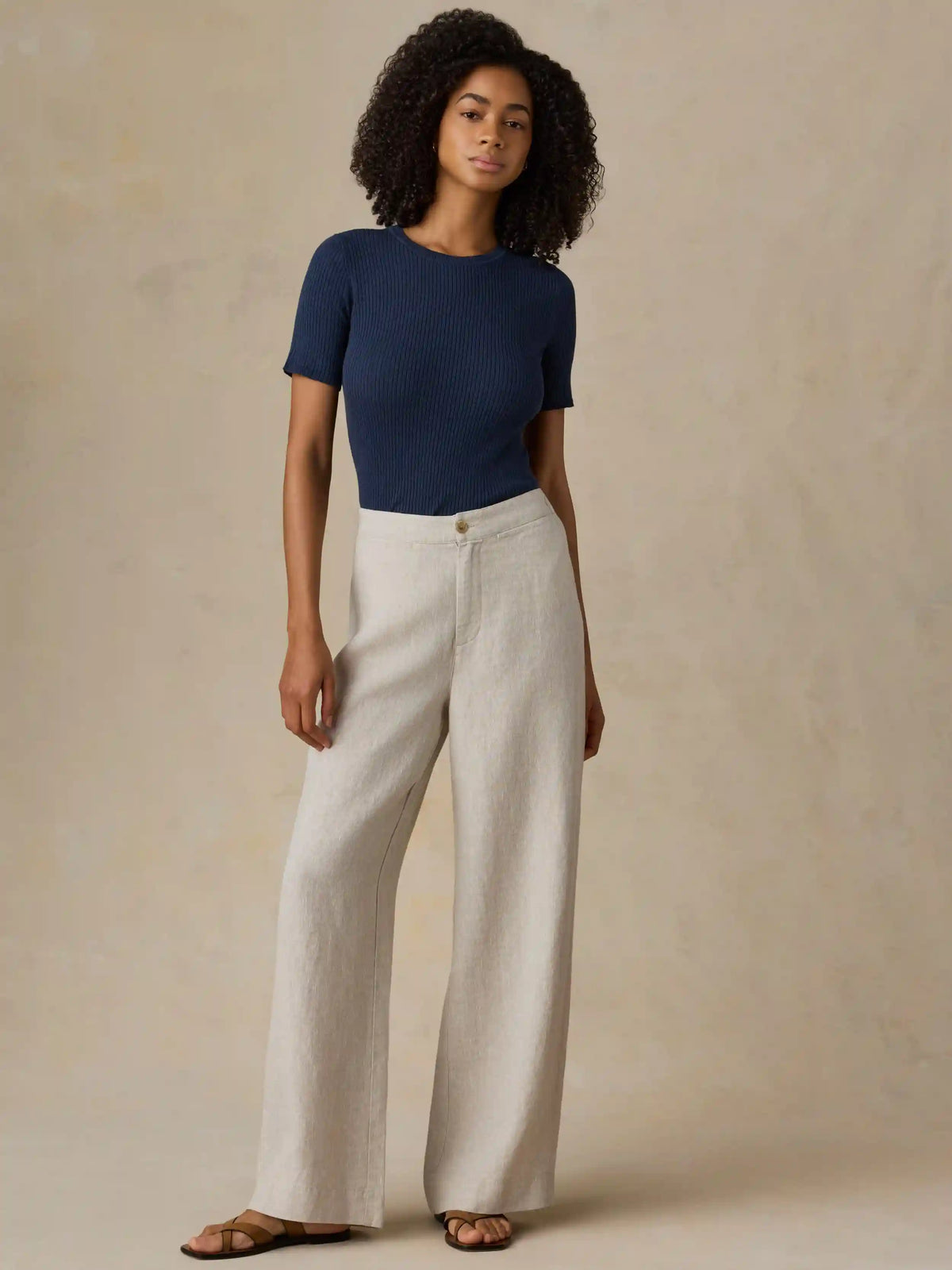 Miramar Linen Mini Rib Tee - Spellbound