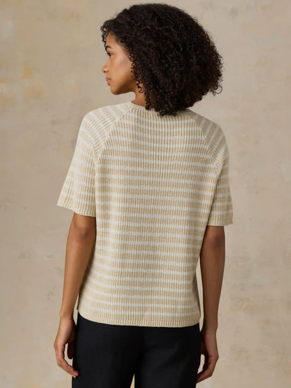 Miramar Linen Tee - Sand Lines
