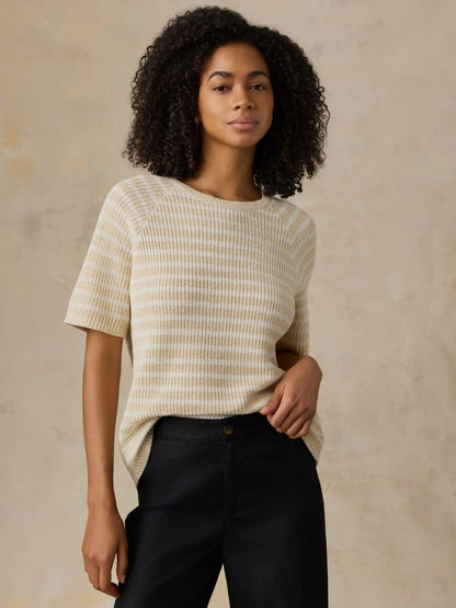 Miramar Linen Tee - Sand Lines