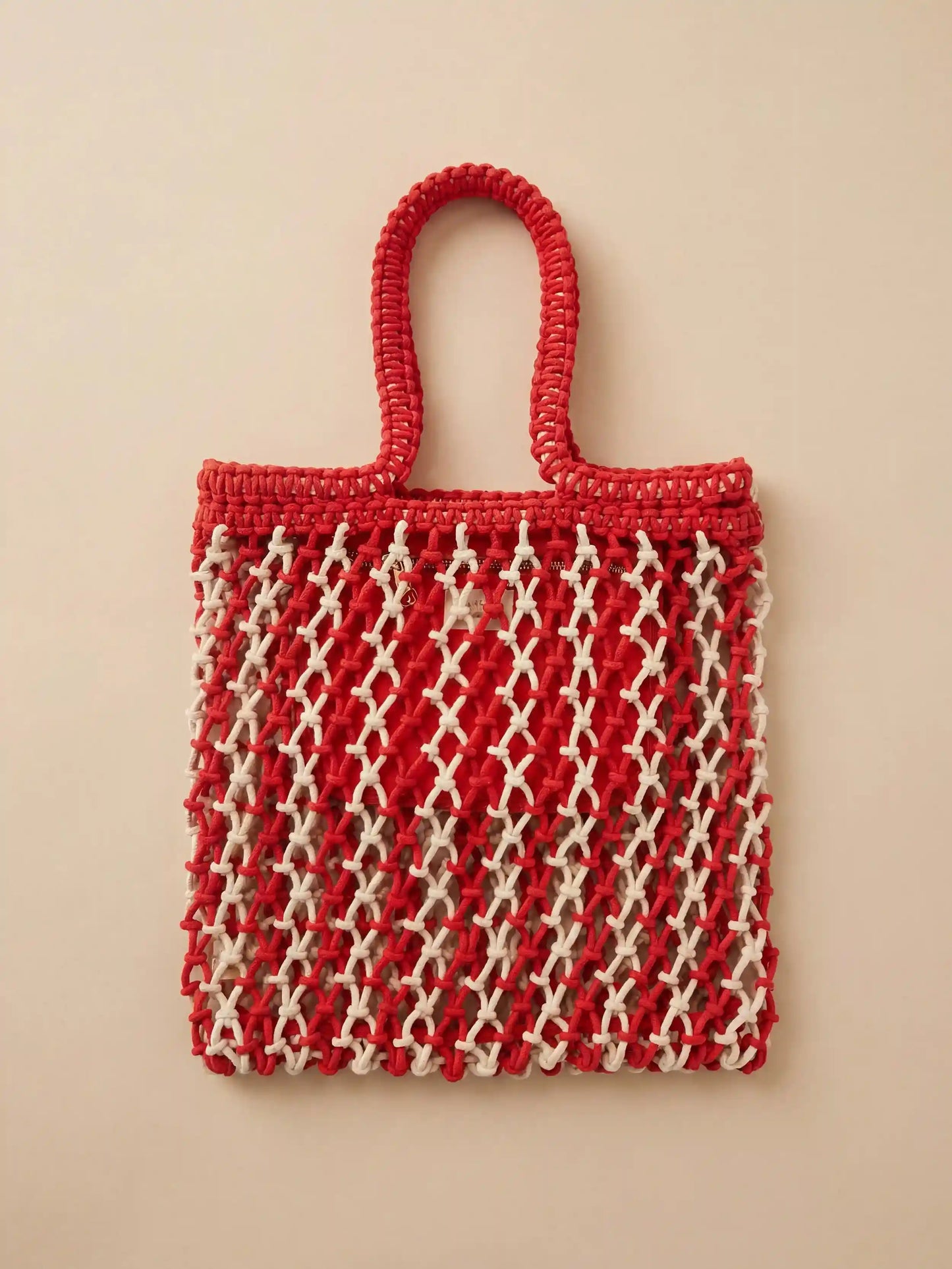 Sunwashed Macrame Tote - Poppy Red