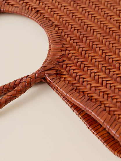 Woven Leather Tote - Tan